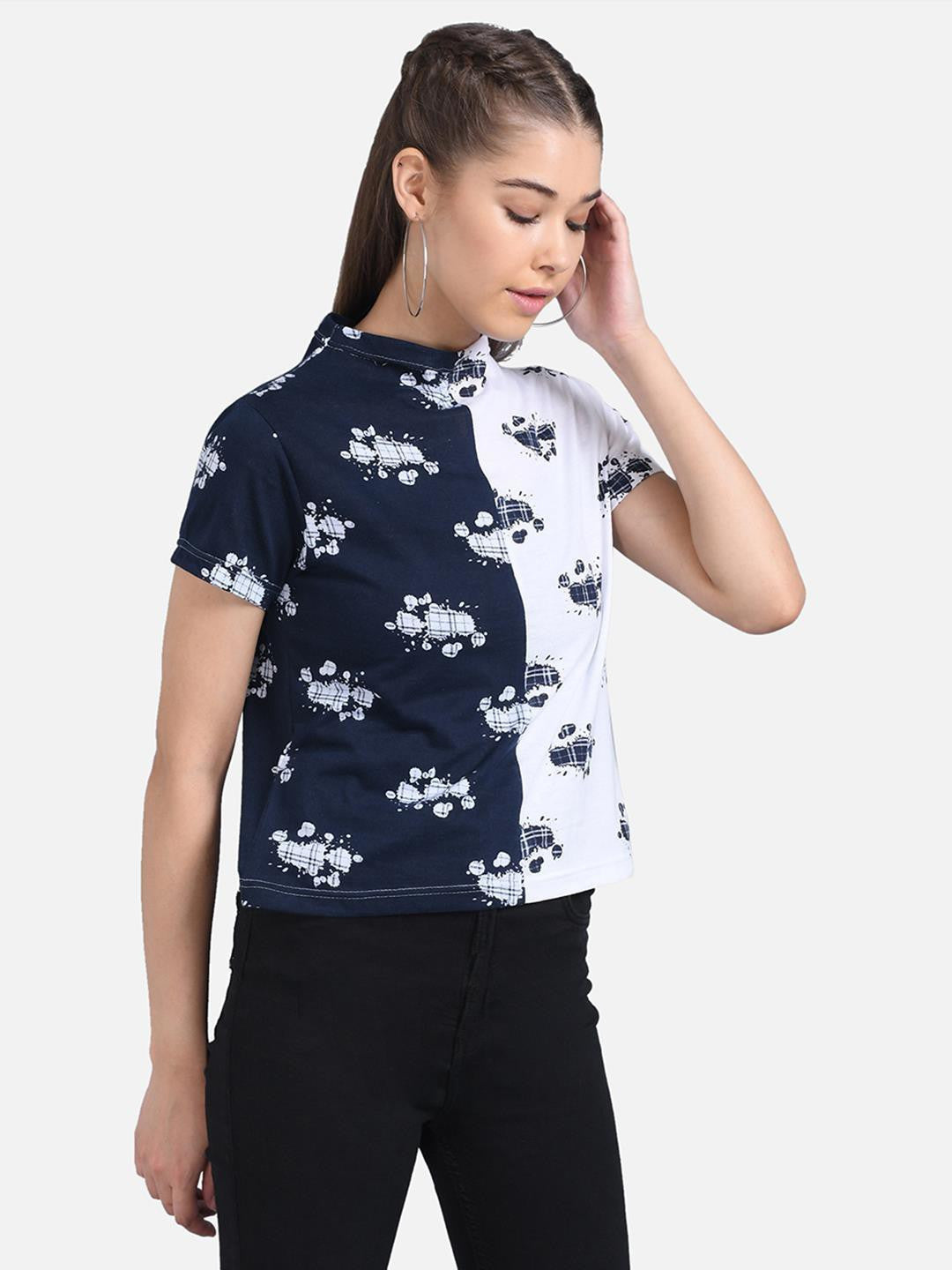 KOTTY Casual Half Sleeve Printed Women Multicolor Top 