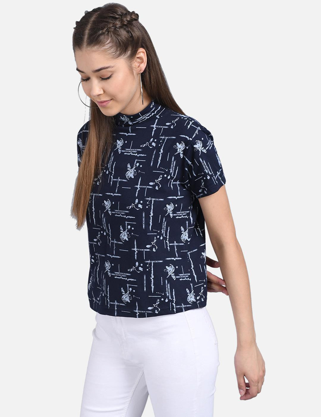 KOTTY Casual Half Sleeve Printed Women Multicolor Top 