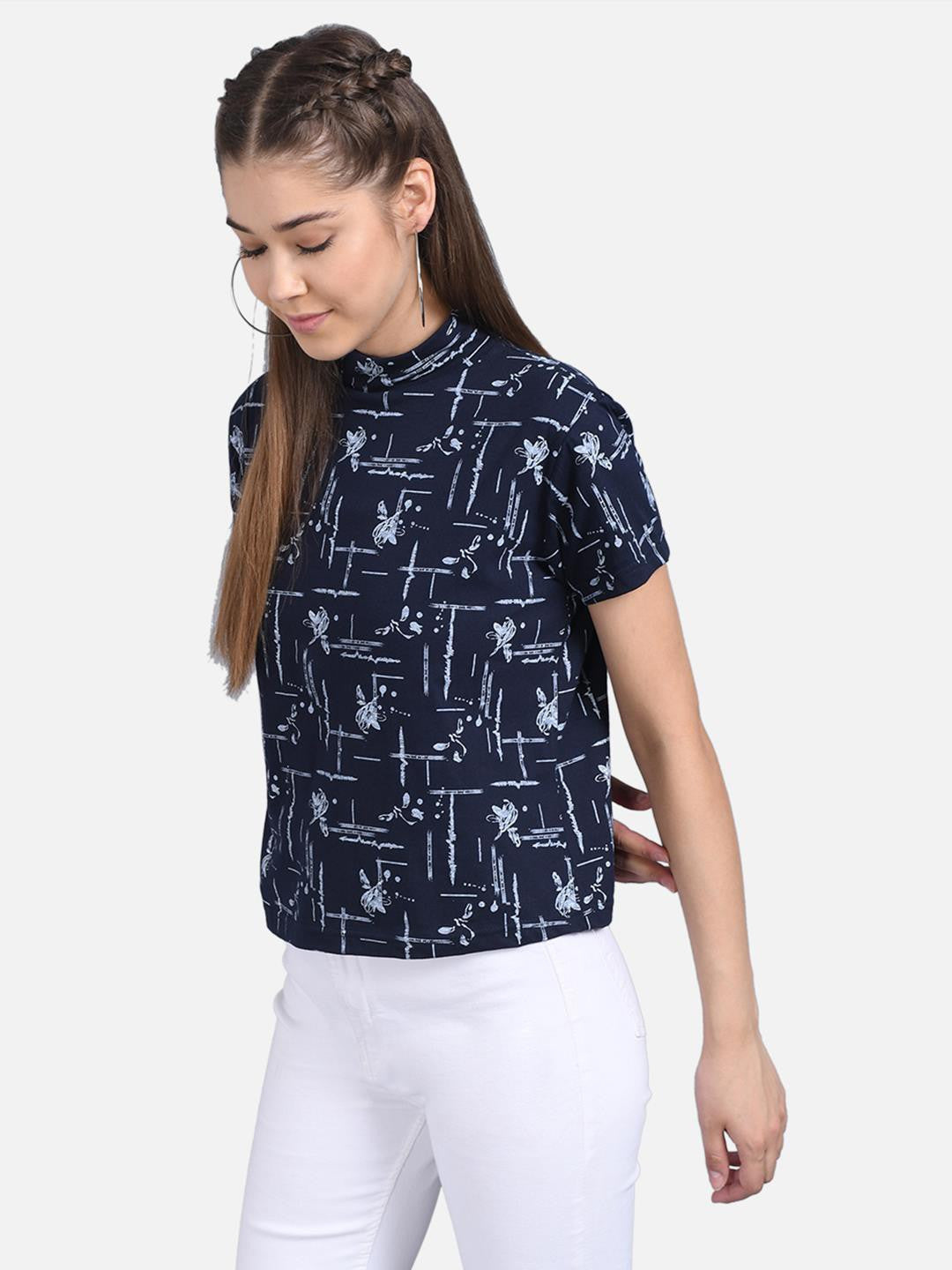 KOTTY Casual Half Sleeve Printed Women Multicolor Top 