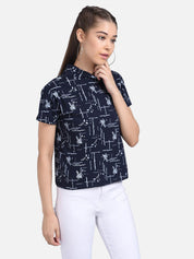 KOTTY Casual Half Sleeve Printed Women Multicolor Top 