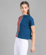KOTTY Casual Half Sleeve Striped Women Red, Blue, Grey Top 