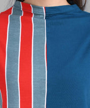 KOTTY Casual Half Sleeve Striped Women Red, Blue, Grey Top 
