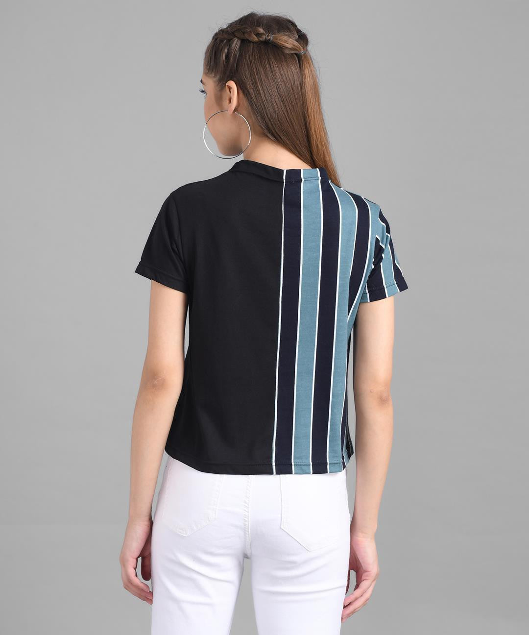 KOTTY Casual Half Sleeve Striped Women Multicolor Top 