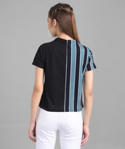 KOTTY Casual Half Sleeve Striped Women Multicolor Top 