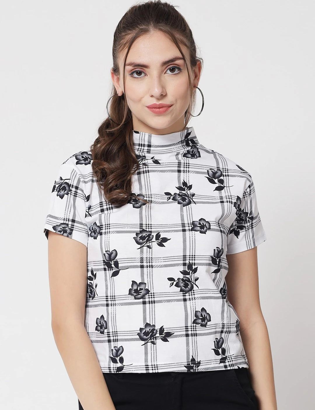 KOTTY Casual Floral Print Women White Top 