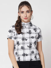 KOTTY Casual Floral Print Women White Top 