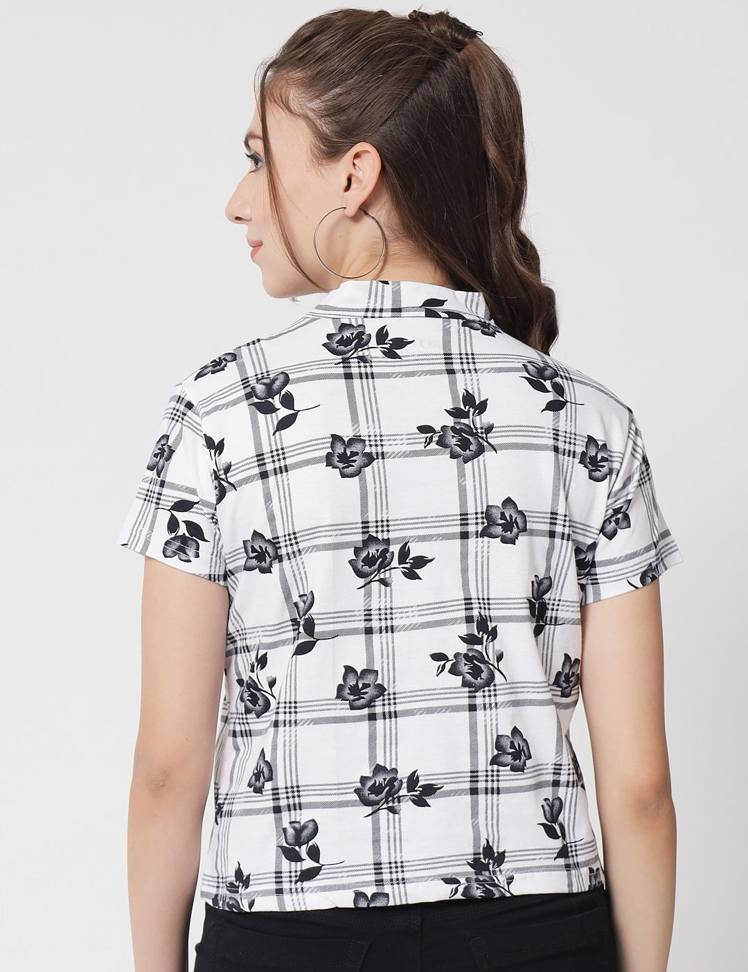 KOTTY Casual Floral Print Women White Top 