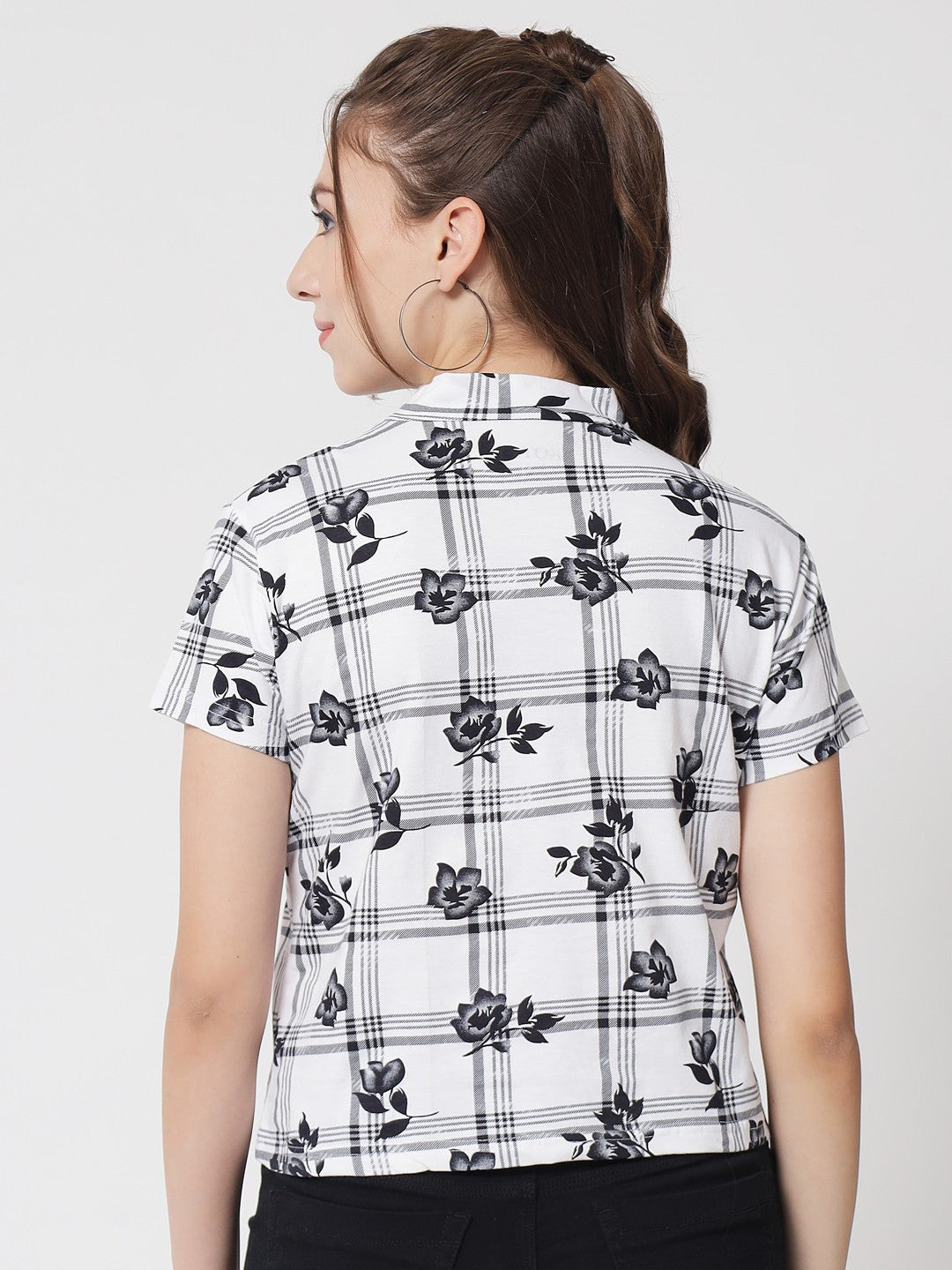 KOTTY Casual Floral Print Women White Top 