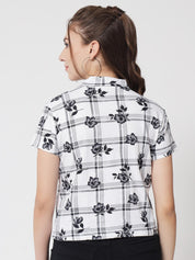 KOTTY Casual Floral Print Women White Top 