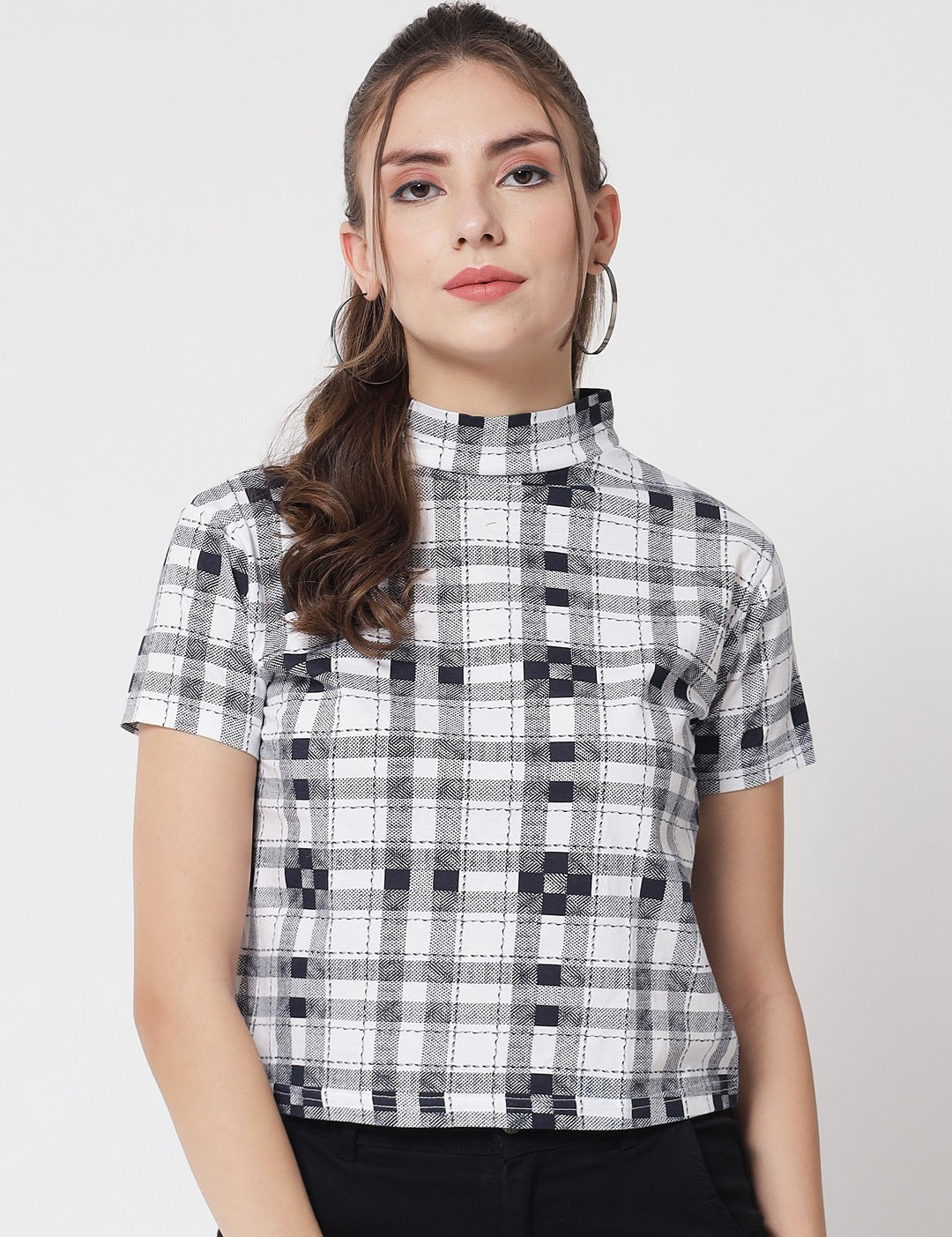 KOTTY Casual Checkered Women White Top 