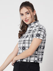KOTTY Casual Checkered Women White Top 