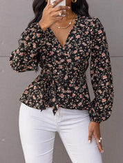 KOTTY Casual Floral Print Women Black Top 