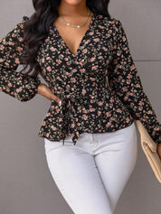 KOTTY Casual Floral Print Women Black Top 