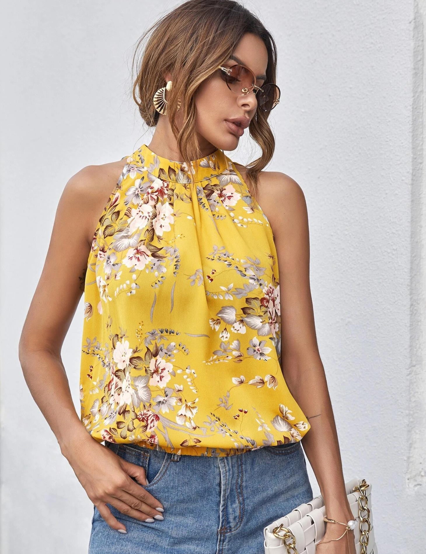 KOTTY Casual Printed Women Yellow Top 