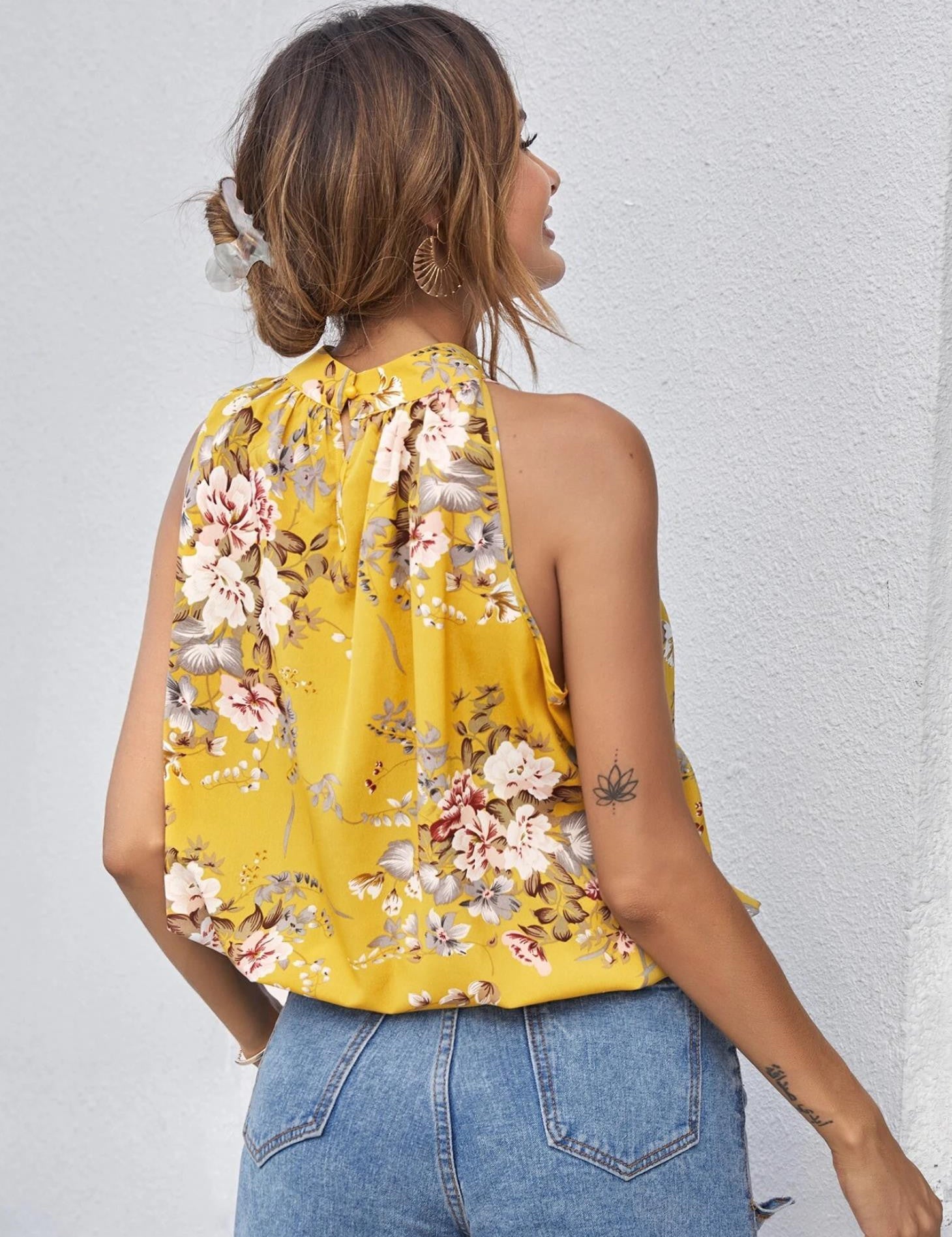 KOTTY Casual Printed Women Yellow Top 