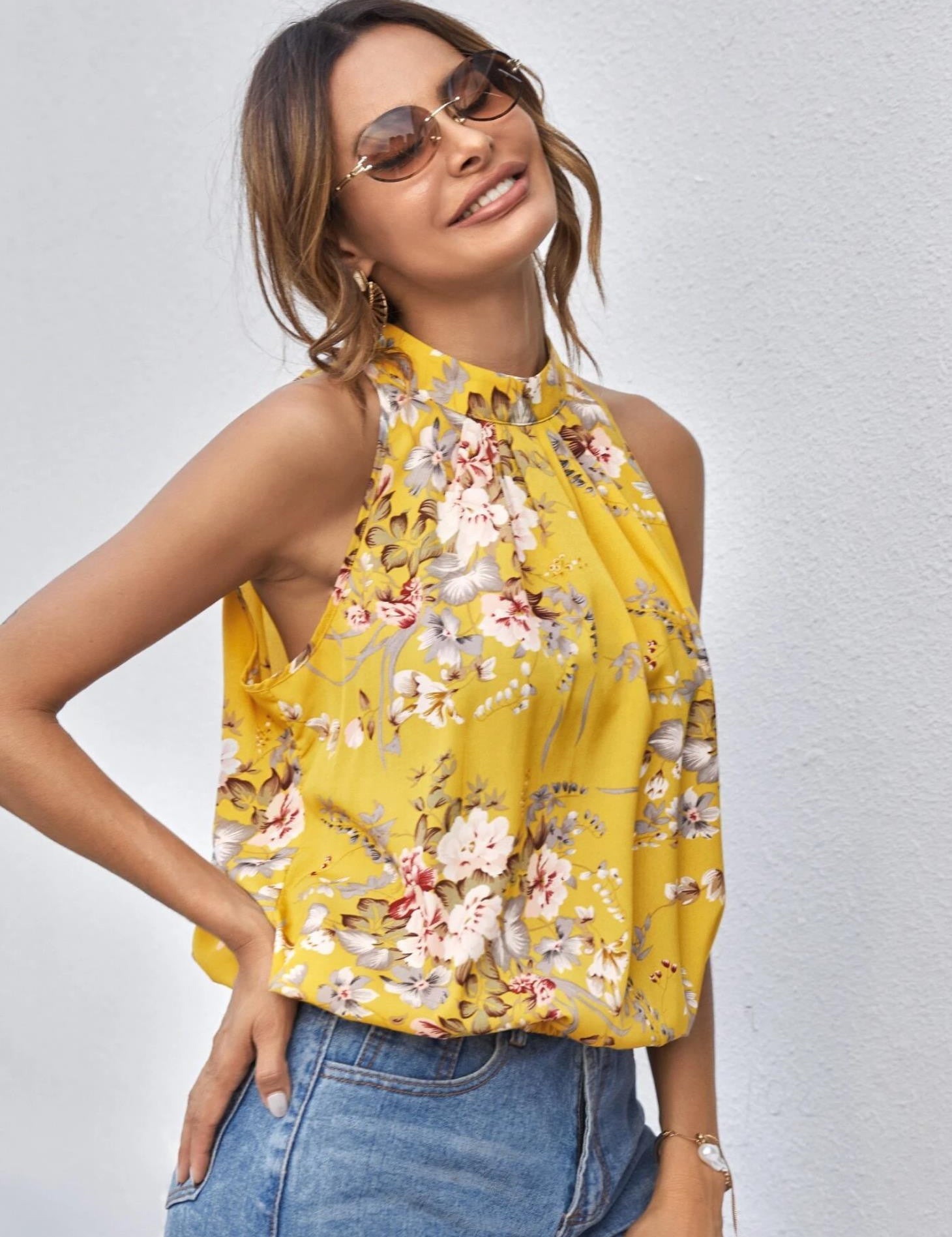 KOTTY Casual Printed Women Yellow Top 