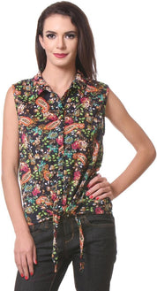 KOTTY Casual Sleeveless Floral Print Women Multicolor Top 