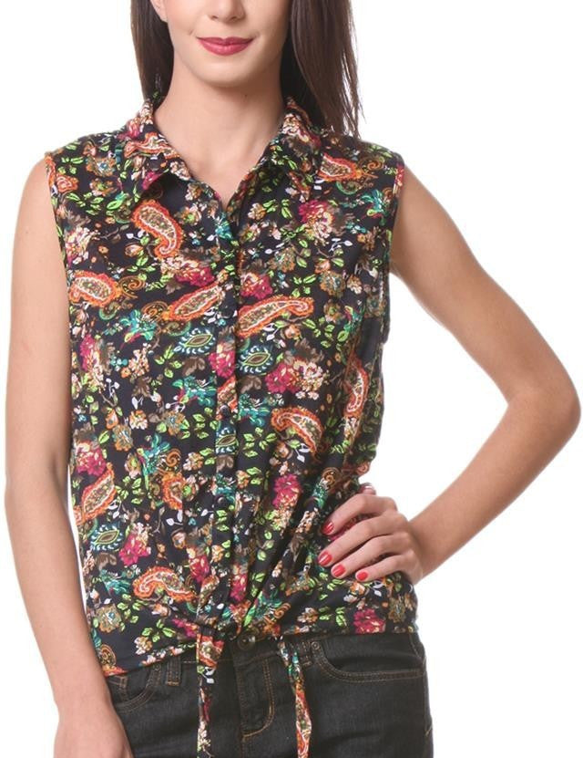 KOTTY Casual Sleeveless Floral Print Women Multicolor Top 