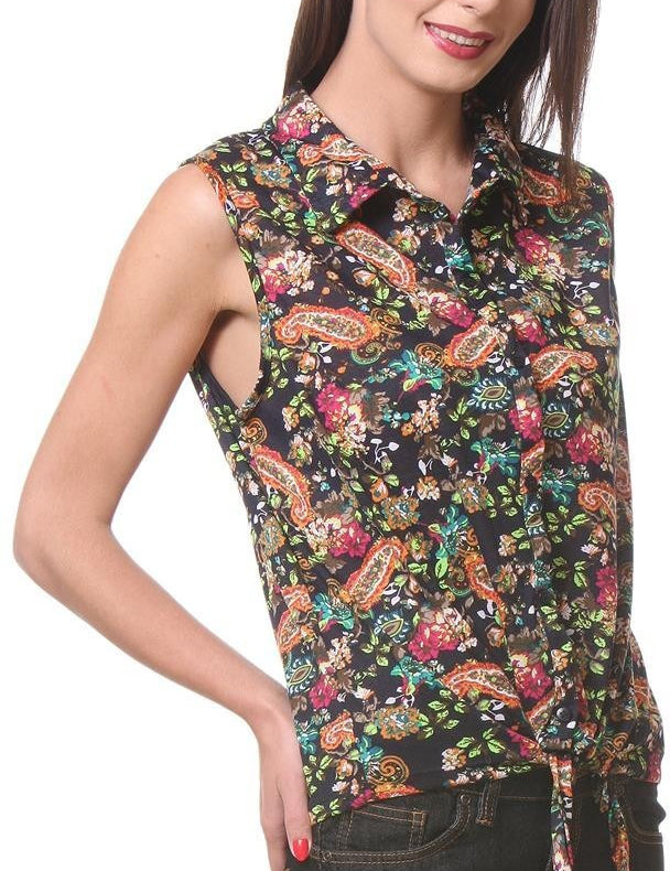KOTTY Casual Sleeveless Floral Print Women Multicolor Top 