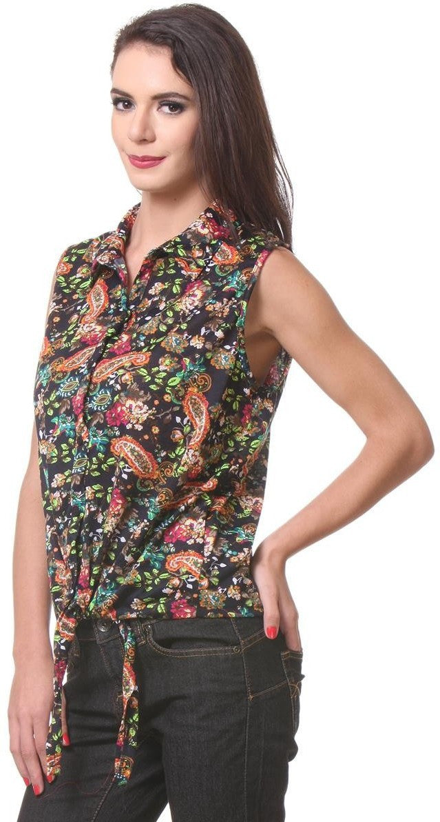 KOTTY Casual Sleeveless Floral Print Women Multicolor Top 