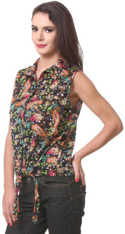 KOTTY Casual Sleeveless Floral Print Women Multicolor Top 