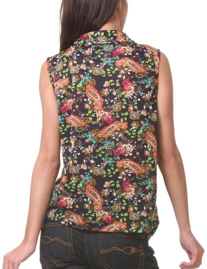 KOTTY Casual Sleeveless Floral Print Women Multicolor Top 