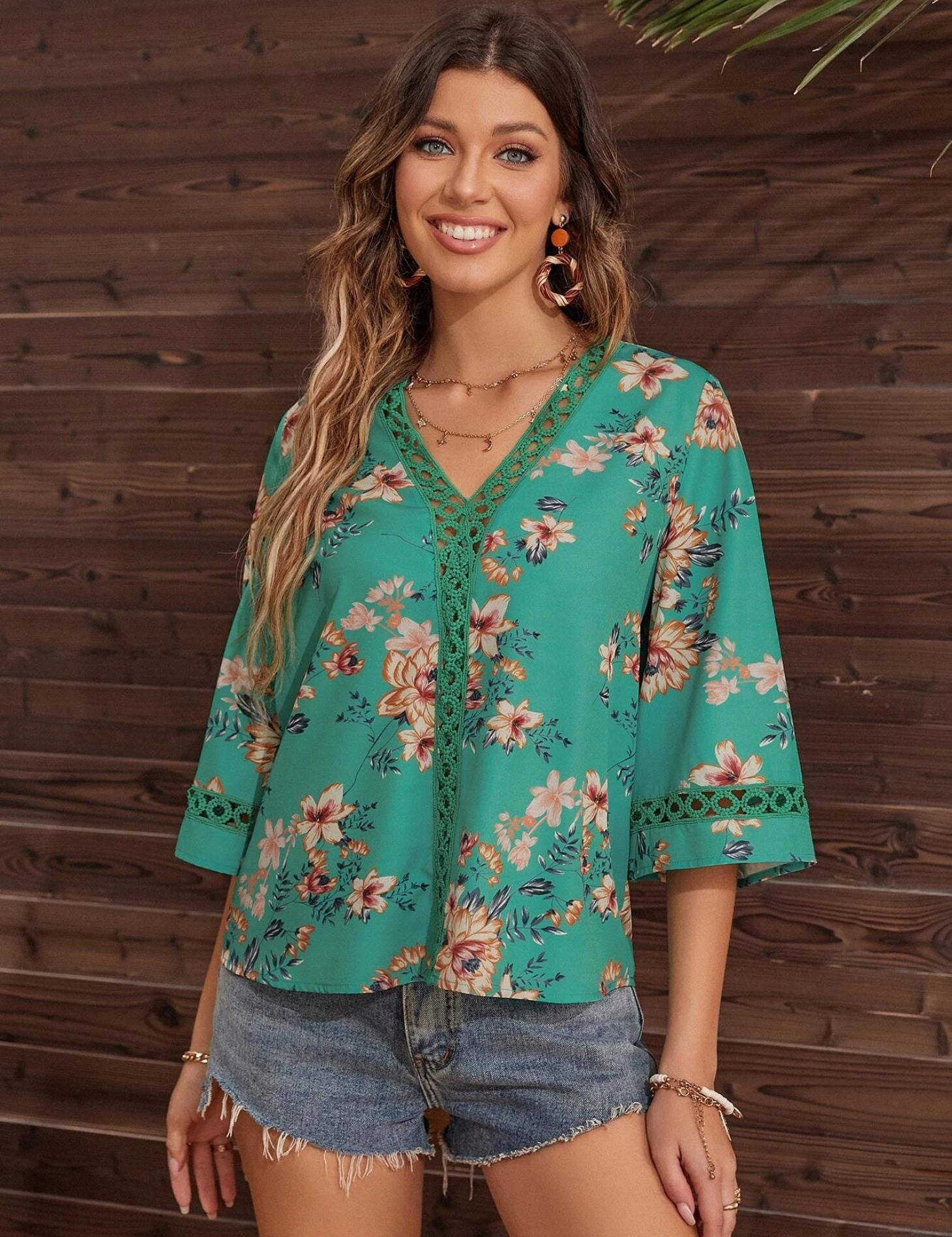 KOTTY Casual Floral Print Women Green Top 