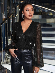KOTTY Casual Embellished Women Black Top 