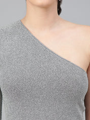 KOTTY Casual Solid Women Silver Top 