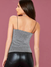 KOTTY Casual Solid Women Silver Top 