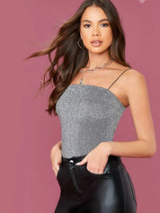 KOTTY Casual Solid Women Silver Top 
