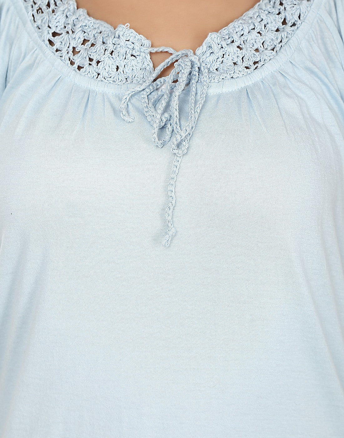KOTTY Casual Butterfly Sleeve Solid Women Light Blue Top 
