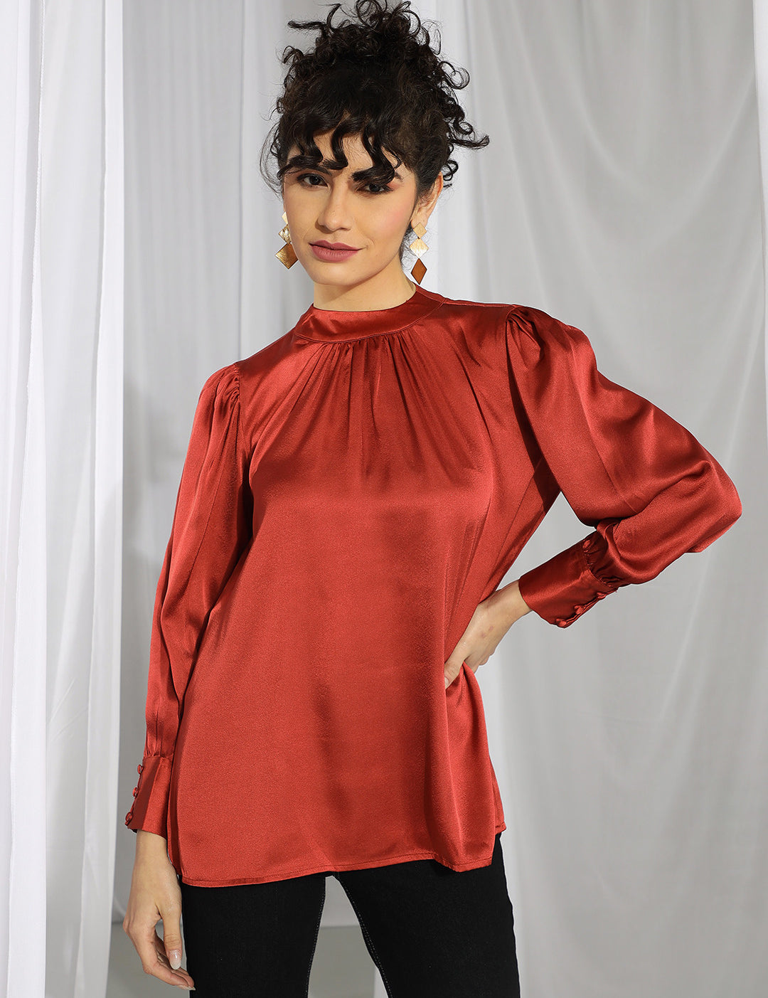 KOTTY Casual Solid Women Brown Top 