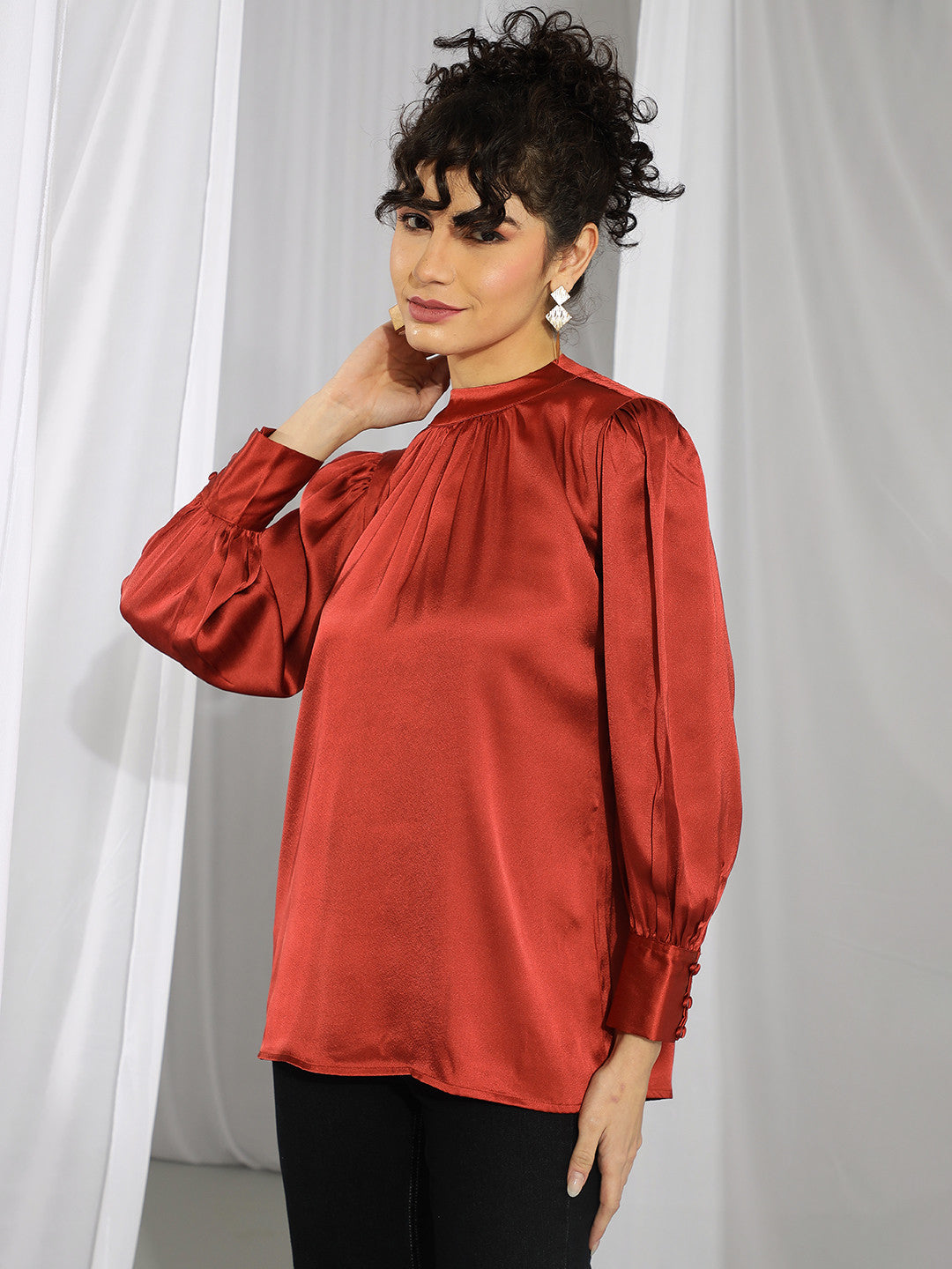 KOTTY Casual Solid Women Brown Top 