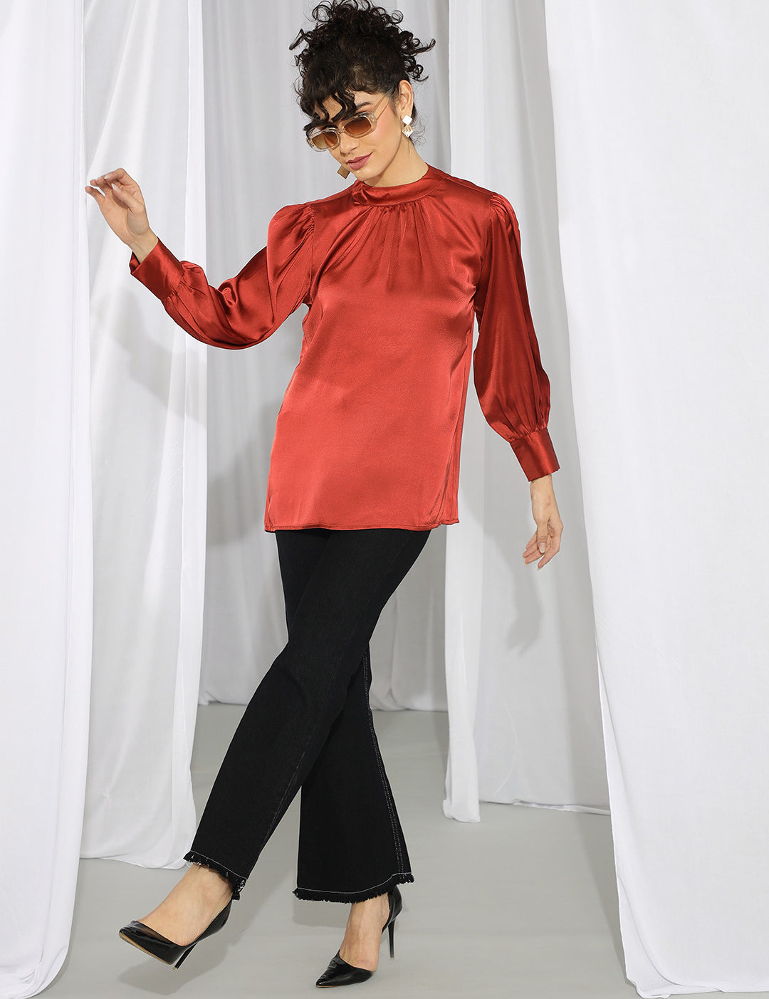 KOTTY Casual Solid Women Brown Top 