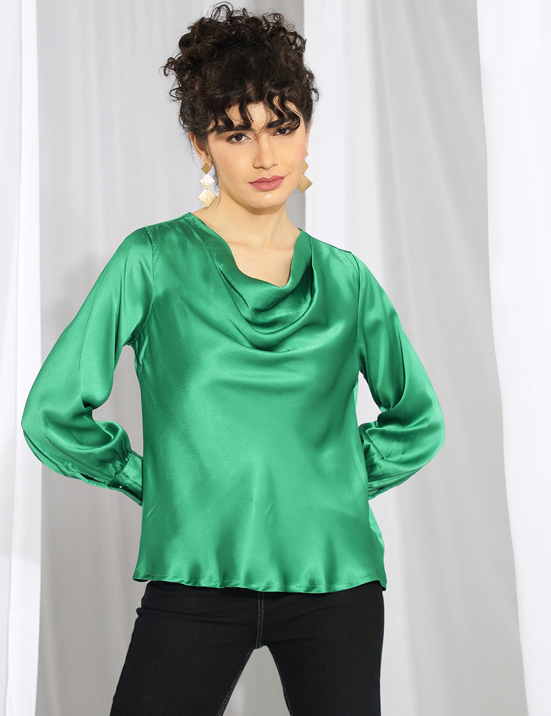 KOTTY Casual Solid Women Green Top 