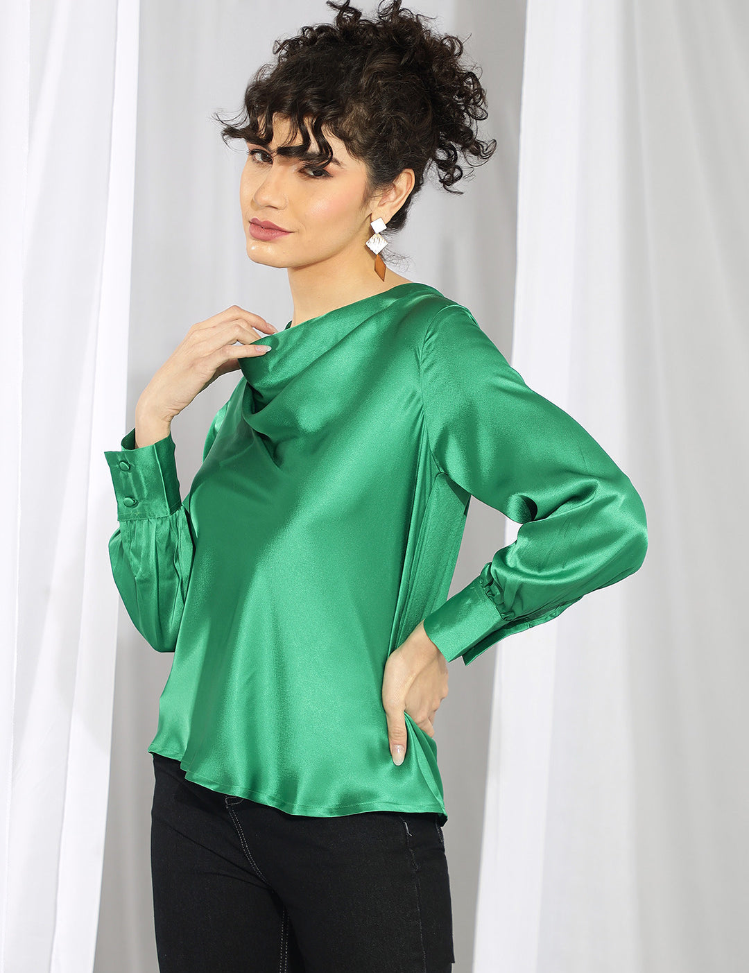KOTTY Casual Solid Women Green Top 
