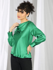 KOTTY Casual Solid Women Green Top 