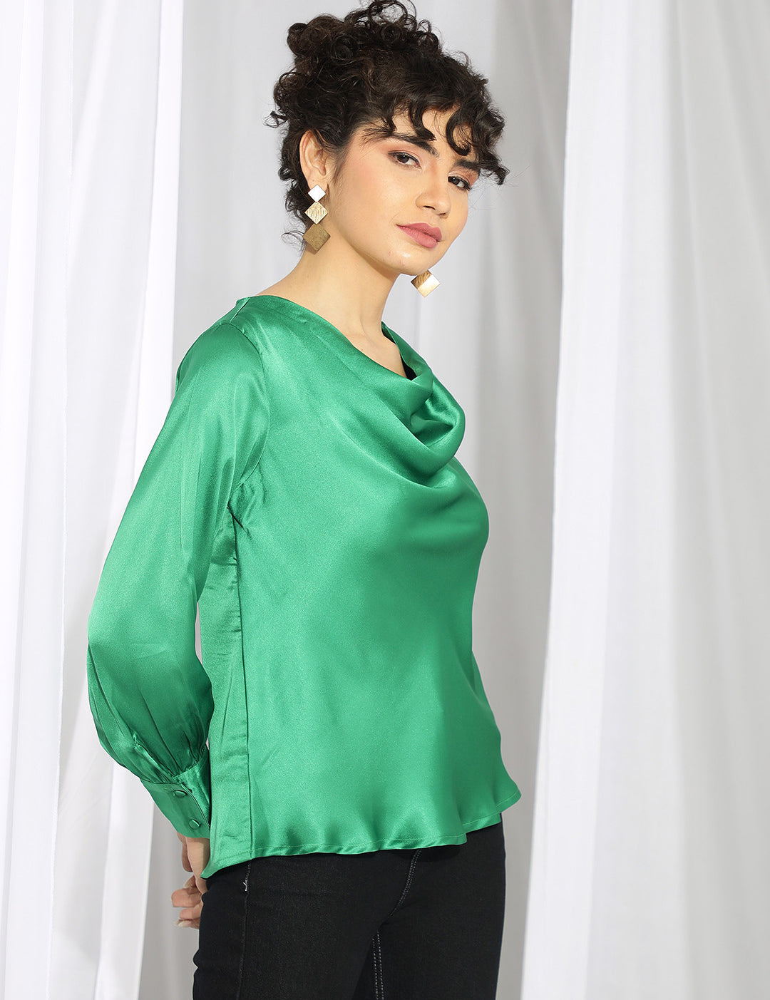 KOTTY Casual Solid Women Green Top 