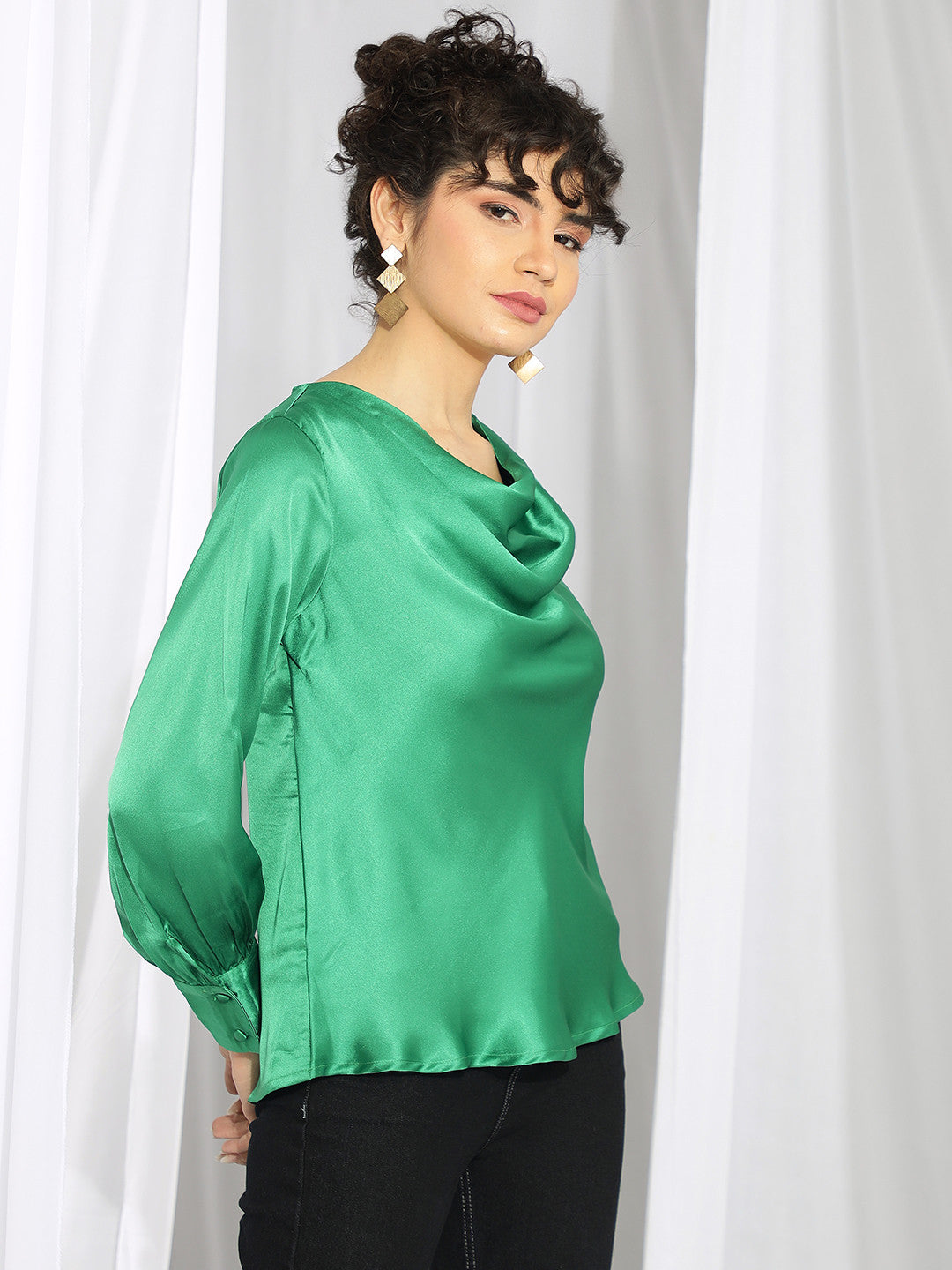 KOTTY Casual Solid Women Green Top 