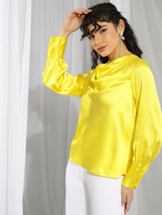 KOTTY Casual Solid Women Yellow Top 