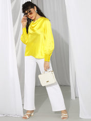 KOTTY Casual Solid Women Yellow Top 