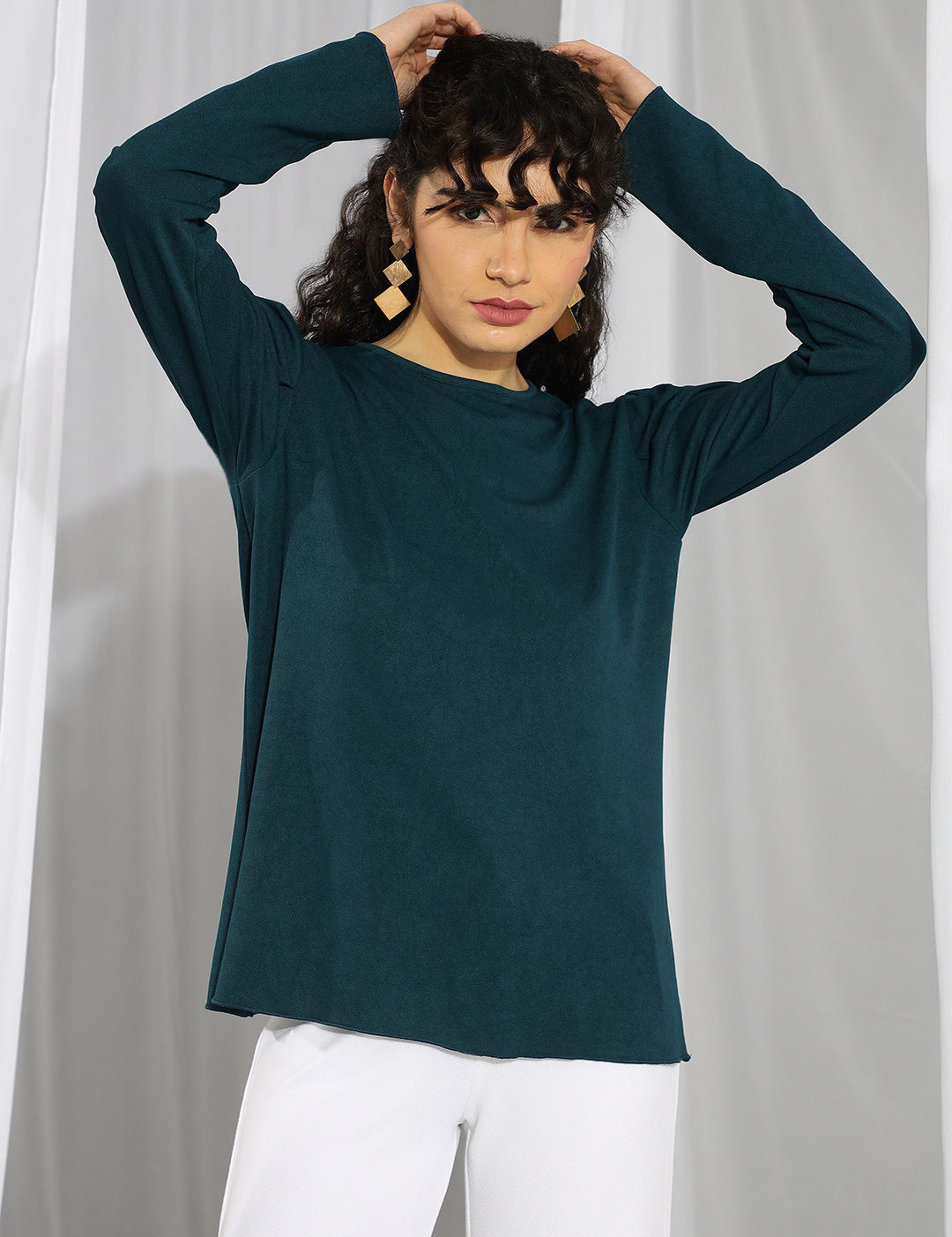 KOTTY Casual Solid Women Dark Green Top 