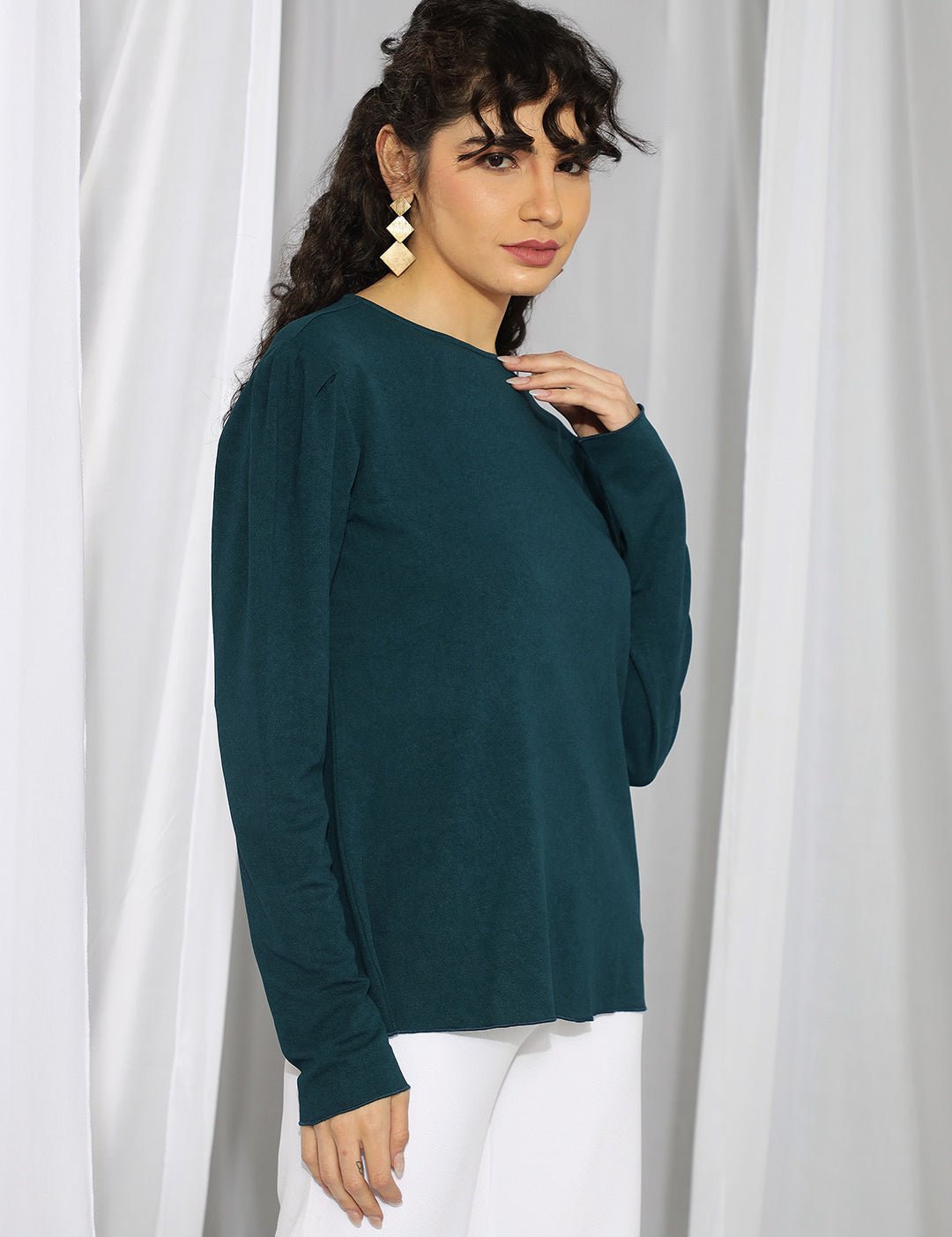 KOTTY Casual Solid Women Dark Green Top 