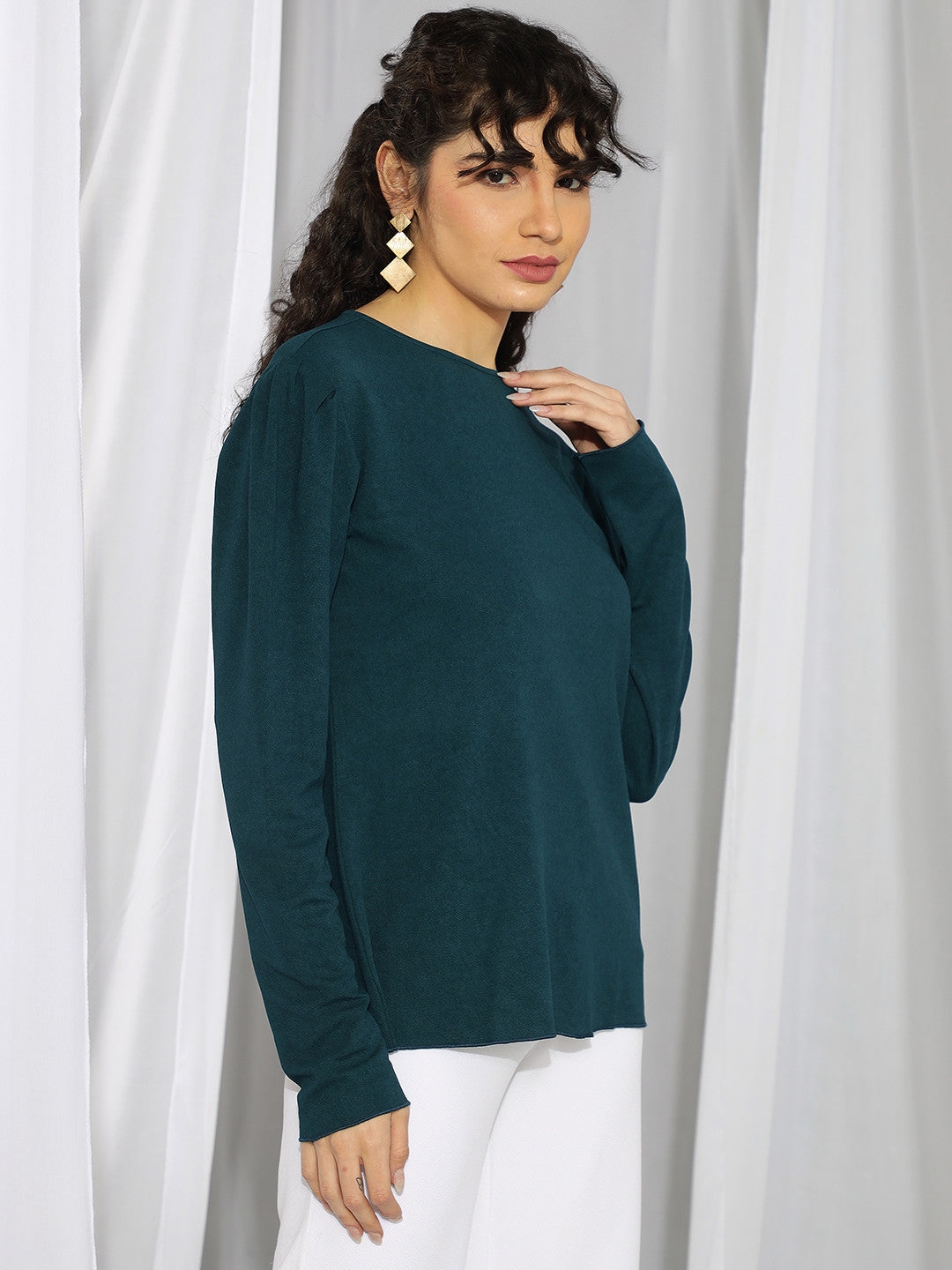 KOTTY Casual Solid Women Dark Green Top 