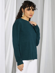 KOTTY Casual Solid Women Dark Green Top 