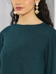 KOTTY Casual Solid Women Dark Green Top 