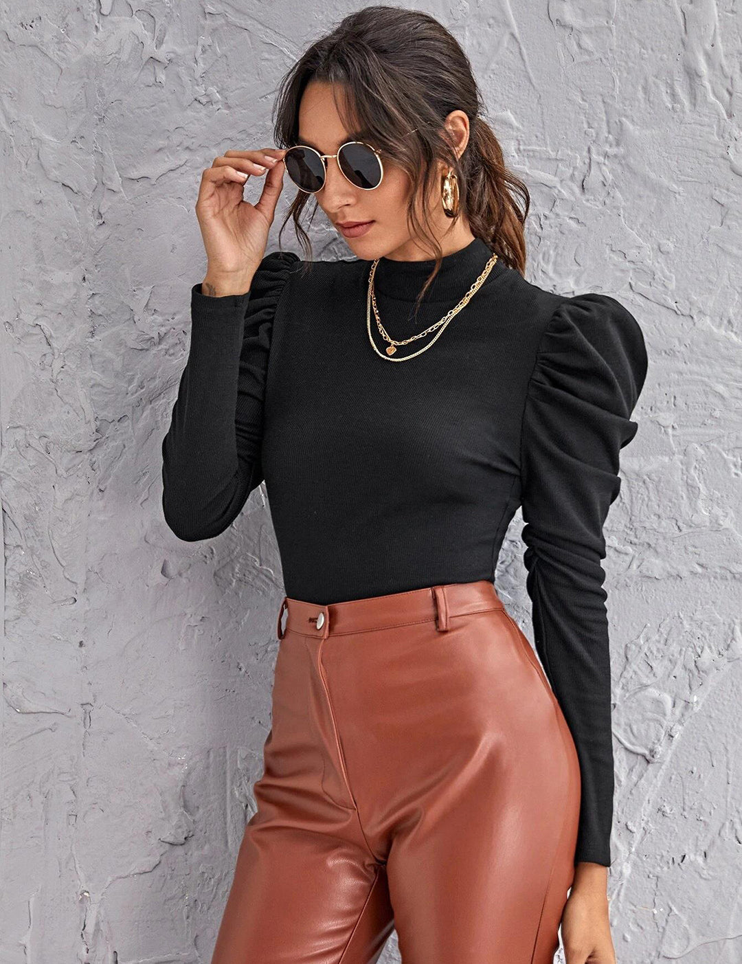 KOTTY Casual Solid Women Black Top 