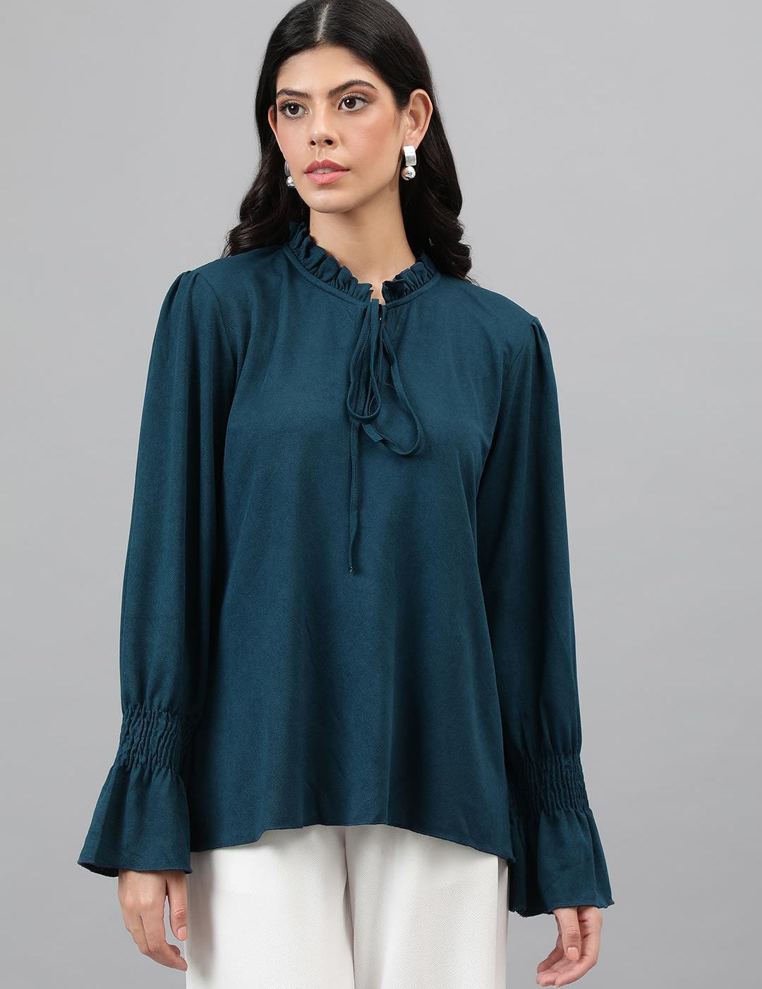 KOTTY Casual Solid Women Dark Blue Top 