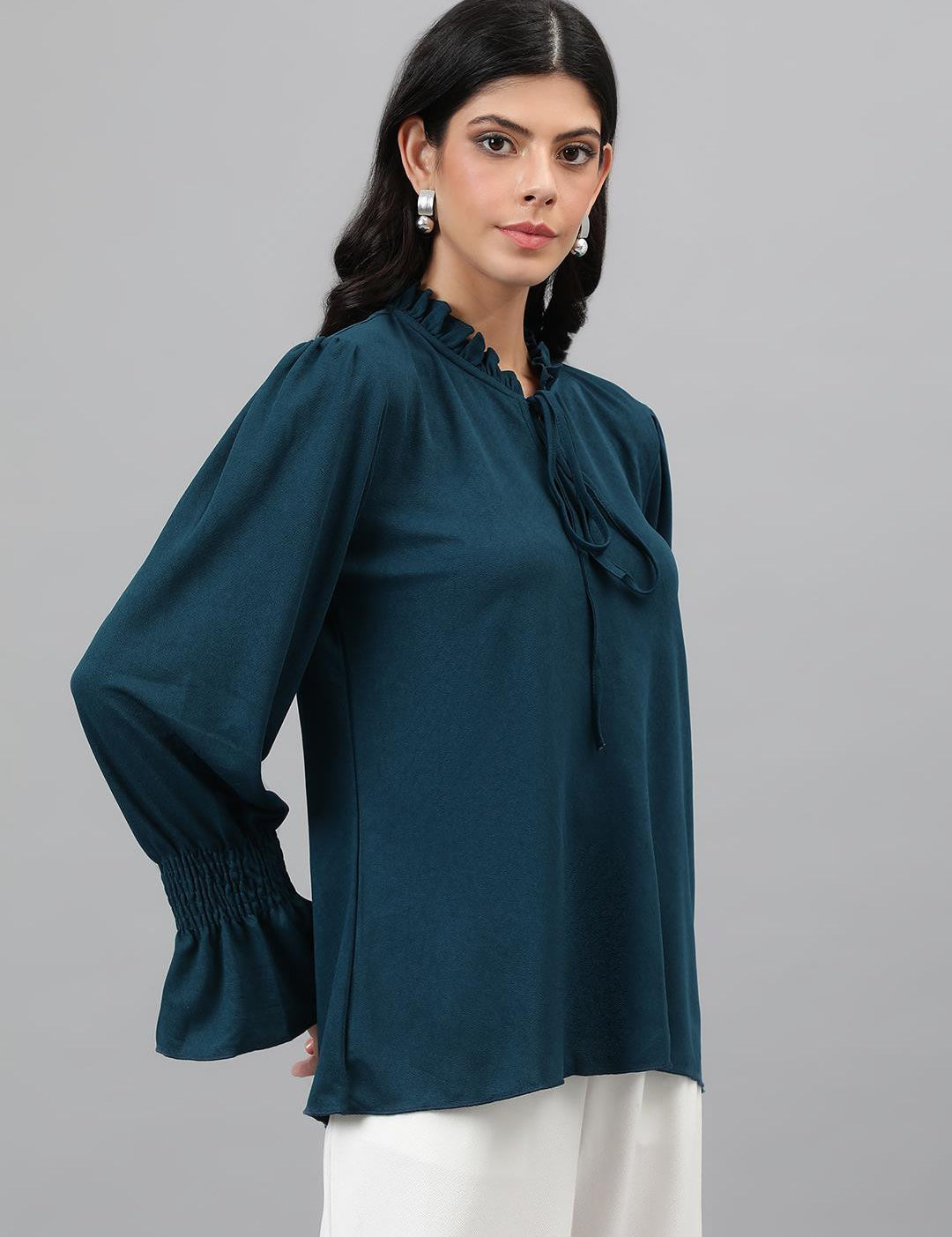 KOTTY Casual Solid Women Dark Blue Top 